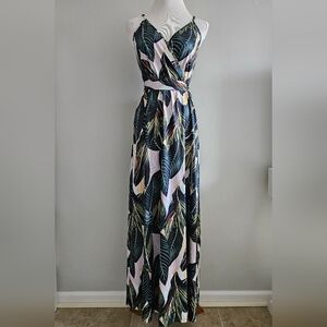 Leaf Print Maxi Dress